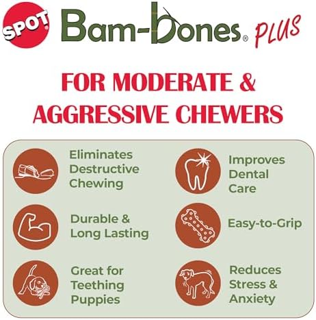SPOT Bam-Bones Plus T-Bone Dog Chew, 30-60 lb Heavy Chewers - Image 3