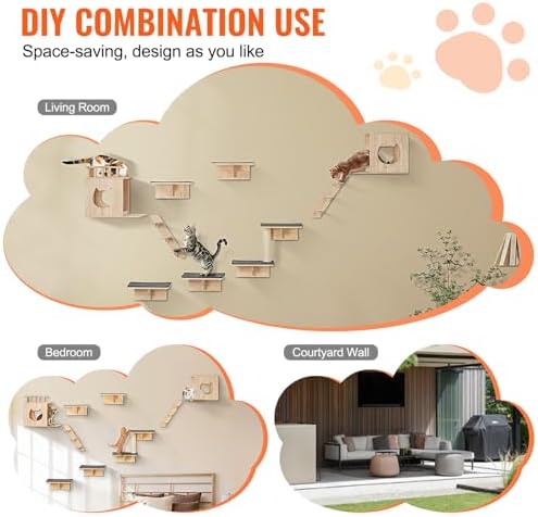 VEVOR Wall Mounted Cat Shelves, Cat Wall Shelves and Perches - Image 6