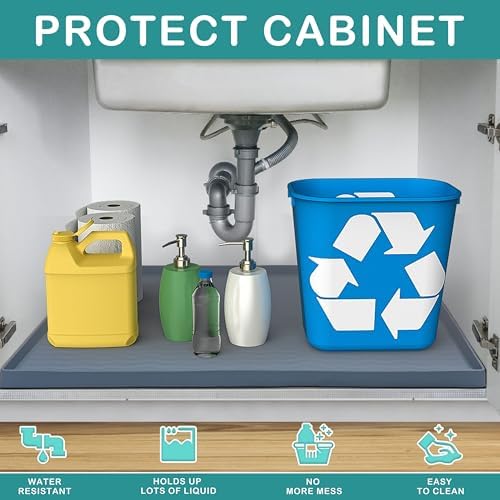 URMONA Waterproof Silicone Under Sink Mat, 19 x 19 in, Flexible Shelf Liner - Image 2