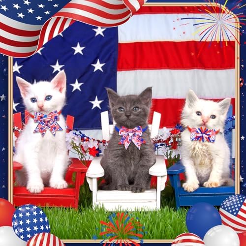 Huhumy 100 Pcs 4th of July Dog Bow Ties Bulk Independence Day Pet Collars - Image 6