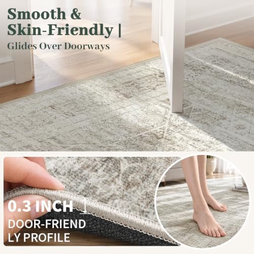 4x6 Area Rugs for Bedroom Nursery 4x6 Washable Foldable Vintage Beige - Image 4