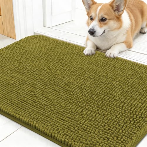 OLANLY Dog Door Mat for Muddy Paws 30x17, Super Absorbent Chenille Mud Mat by OLANLY