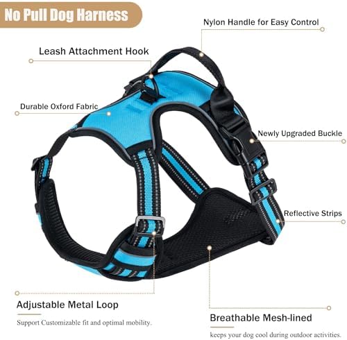 No Pull Dog Harness, Adjustable Reflective Front Clip Pet Vest - Image 2