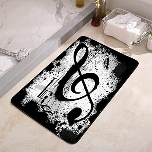 YISUMEI Black and White Music Notation Bathroom Mat, Non-Slip Super Absorption - Image 3