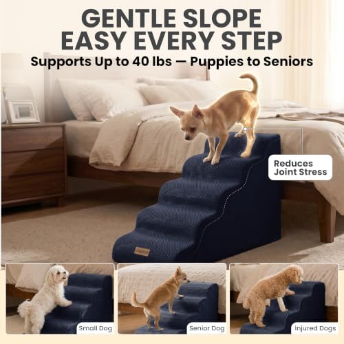Miorun Dog Stairs for High Beds, 24.5" Foam Pet Ramp Step for Small Dogs - Image 3