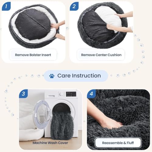 JOLLYVOGUE Calming Washable Dog Beds Large Sized Dog, 36Inch Donut Large Dog Bed - Image 2