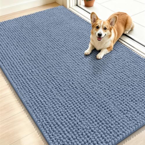 Smiry Dog Door Mat for Muddy Paws 48x30, Ultra Absorbent Chenille Doormat by Smiry
