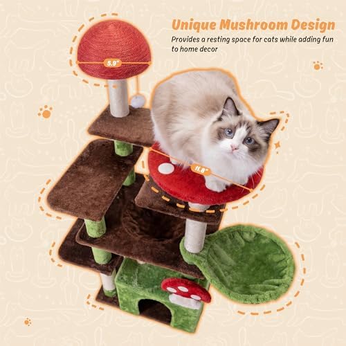 IRONCK 58" Cute Mushroom Cat Tree - Image 4