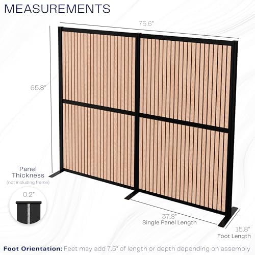 VIVO Wood Slat Freestanding 76 x 66 inch Privacy Panel, PP-MWS63WD - Image 3