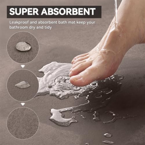 MontVoo -Bath Mat Rug-Rubber Backing Non Slip Quick Dry Absorbent Thin Bathroom - Image 3