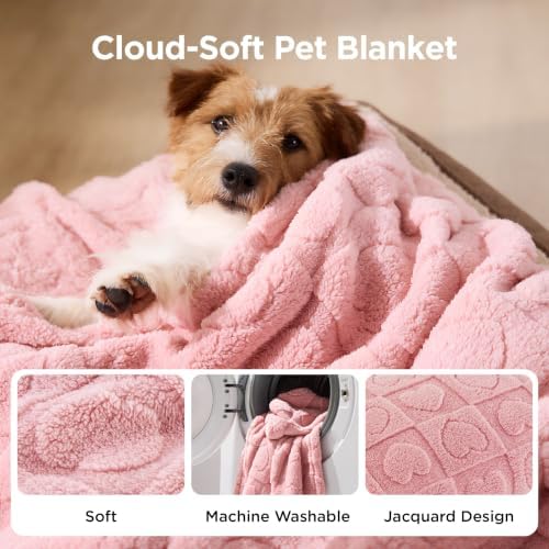 Bedsure Dog Blanket for Small Dogs Puppy and Cats, Soft Fleece, 25x35 Pink - Image 2