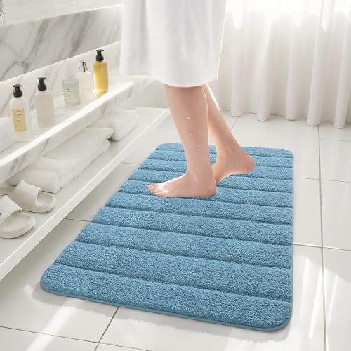 AROGAN Luxury Bathroom Rugs 24x36 Inch，Thick Bath Rug Non Slip, Aqua Blue - Image 2