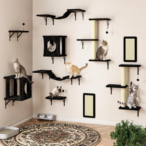 Cat Wall Shelves, 10-in-1 Wall-Mounted Cat Furniture Set - Image 2