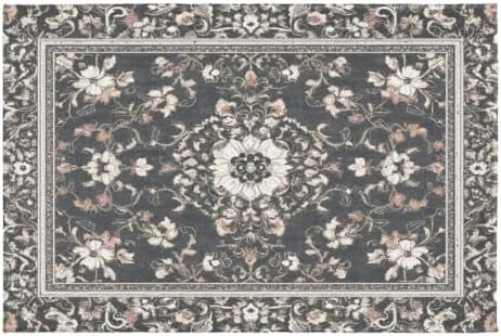 Giwawa Boho Floral Bath Rug Grey Leaves Soft Absorbent Bath Carpet 16x24 Inch by Giwawa