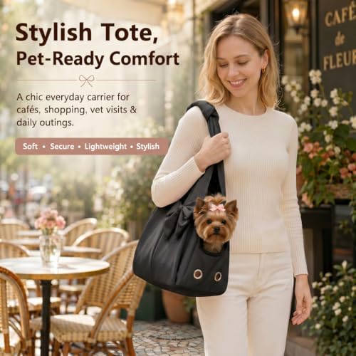 Fashion Dog Purse Carrier for Small Dogs and Cats, Soft-Sided Puppy Tote Bag Up - Image 5