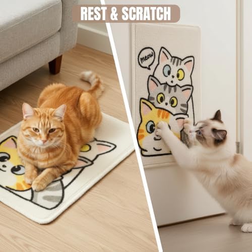 2 Pack Indoor Cat Scratch Mat & Pad, 19.69x13.78 Inch High-Density Loop Pile - Image 5