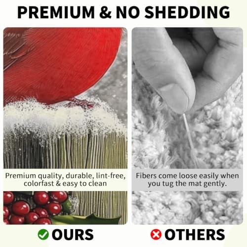 Giwawa Winter Birds Bath Rug Red Berry Washable Bathroom Mat 20x32 Inch Indoor - Image 5