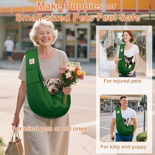 Tomkas Small Dog Cat Sling Carrier Puppy Purse Travel Wrap Soft Crossbody Pet - Image 3