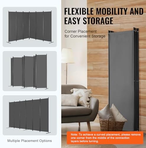 VEVOR Room Divider, 6 Panel Room Divider, Folding Privacy Screen and Portable - Image 5