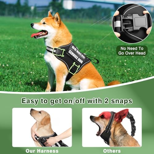 Service Dog Vest Harness and Leash Set+10 Patches, No Pull&Easy Walk Reflective - Image 5