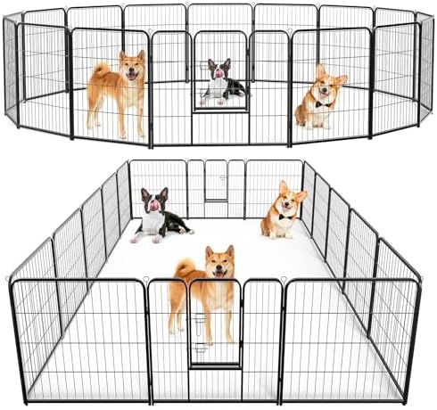 DUMOS Dog Playpen 32 Inch 16 Panels Indoor Outdoor Metal Pet Fence by DumosLifestyle