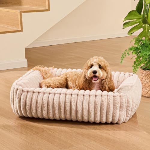 Small Dog Bed Calming Cat Bed for Indoor Cats 20’’x16’’ Khaki - Image 2