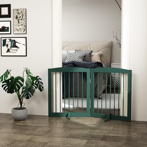 PUPETPO Freestanding Pet Gate for Dogs, Foldable Wooden Dog Gate for House - Image 7