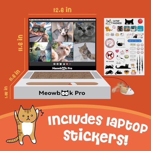 2PCS Cat Scratcher Laptop with 'Mouse' Jingle Ball, 3-in-1 Cardboard Cat - Image 2