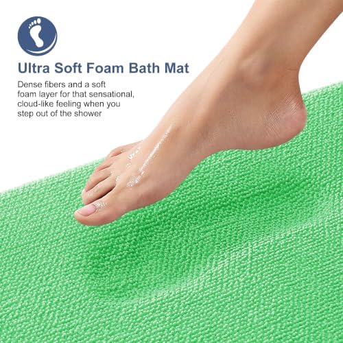 OLANLY Memory Foam Bathroom Runner Rugs 44x24, Long Bath Mats, Mint Green - Image 2