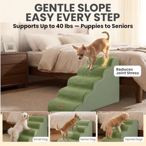 Miorun Dog Stairs for High Beds, 24.5" Foam Pet Ramp Step for Small Dogs - Image 3