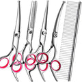 Dog Grooming Scissors Kit, Premium Stainless Steel Dog Shears by FAIGEO