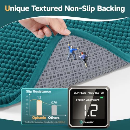 Ophanie Teal Bathroom Rugs Sets 2 Piece, Soft Chenille Bath Mat, Non Slip - Image 4