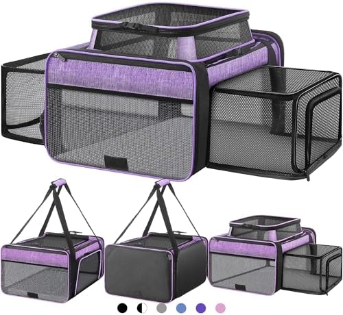 Top and 2 Sides Expandable Cat Carrier 18x13.5x9.5 TSA Airline Approved by SHARLOVY