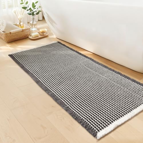 Long Bath Mat, Waffle Bathroom Runner Rug Non Slip Washable, 24 x 60 by GRLYUH