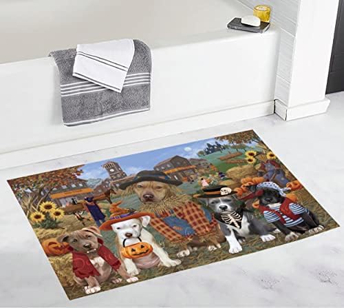 Doggie of the Day Halloween 'Round Town Pitbull Dogs Bath Mat- Anti-Slip Pet by DoggieoftheDay