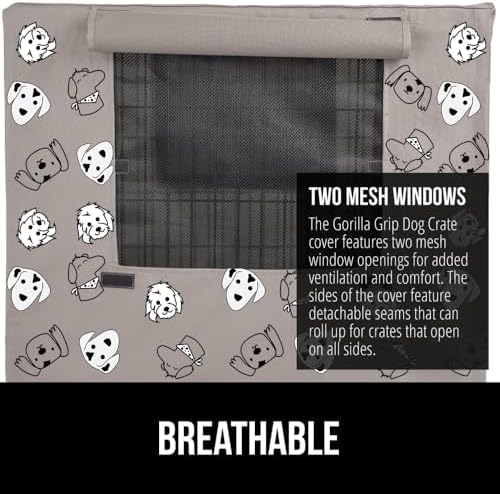 GORILLA GRIP Dog Crate Covers, Wire Kennel Topper, 24 in, Taupe Dogs - Image 4