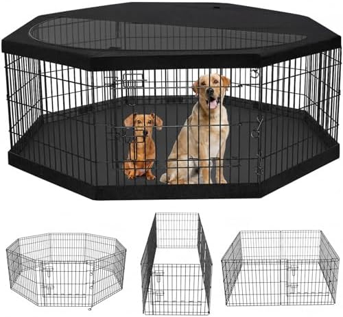 PETIME Foldable Metal Dog Exercise Pen/Pet Puppy Playpen Kennels Yard Fence by PETIME