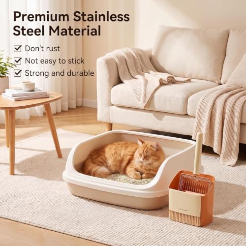 Cat Litter Scoop with Holder, Stainless Steel Litter Box Scoop Set with Stand - Image 7