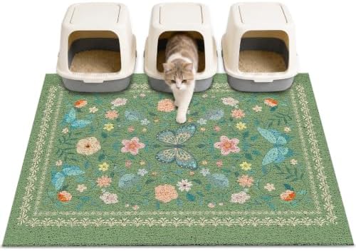Unicorn Catcher 40"x30" Cat Litter Mat Non-Slip Washable Litter Box Mat by UnicornCatcher