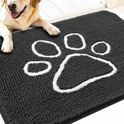 OLANLY Dog Door Mat for Muddy Paws 32x20, Paw Print Design Chenille Mud Mat by OLANLY