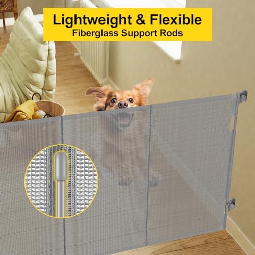 Reinforced 42" Extra Tall Retractable Baby Gates, Extends up to 60" Wide - Image 3