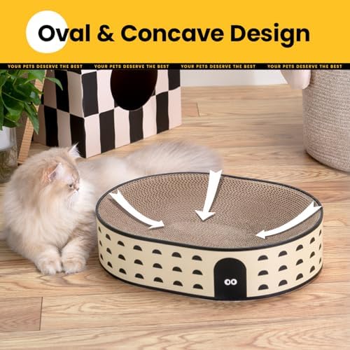 Conlun Oval Cat Scratcher Bed | Scratching Bowl Lounge - Image 6