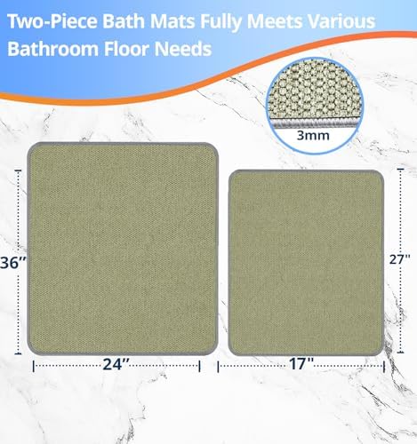 Bathroom Rugs Sets 2 Piece, Thin Bath Mat Absorbent Quick Dry, Machine Washable - Image 2