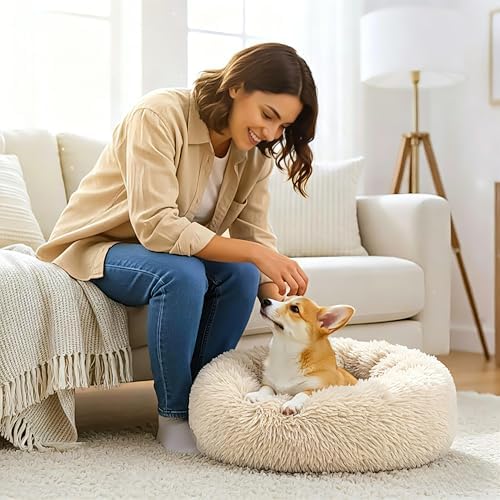 Calming Donut Dog Bed for Small Dogs, Anti-Anxiety Round Washable Plush Fluffy - Image 6