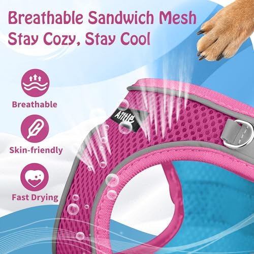 AIITLE Dog Harness and Leash Set, Step-in Puppy Pet Vest, Hot Pink XL - Image 6