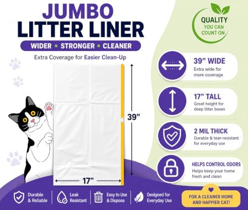 Cat Litter Box Liners Drawstring XL 39" x 17" Super Jumbo Scratch Resistant - Image 2