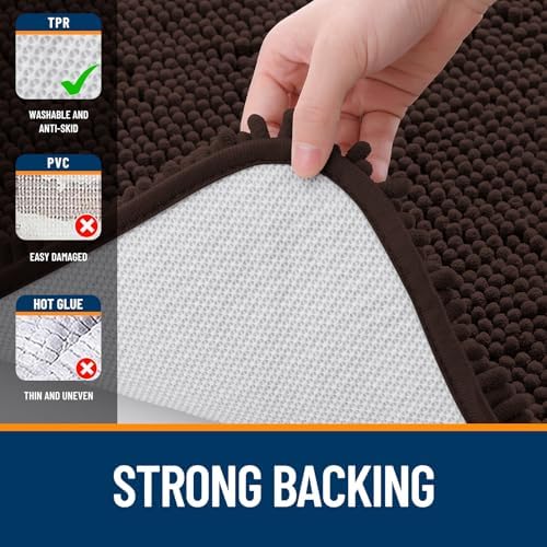 OLANLY Small Bathroom Rugs 30x18, Extra Soft Absorbent Chenille Bath Rugs - Image 6