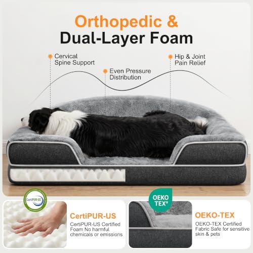 Extra Large Orthopedic Dog Bed, XXXL Washable Pet Couch Bed - Image 2