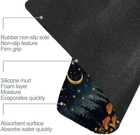Diatomaceous Bathroom Rugs, Forest Red Mushroom Bathroom Decor, Starry Moon - Image 6