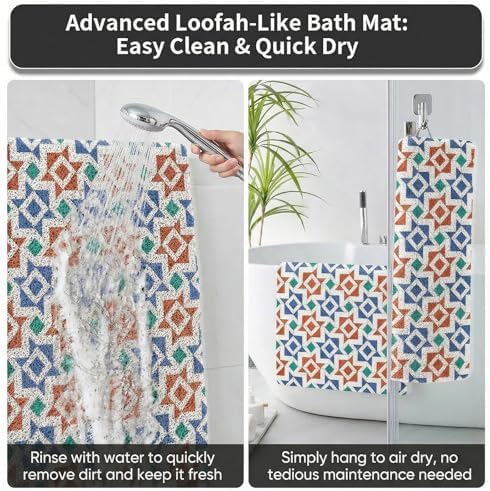Square Shower Mat Non Slip, 24 x 24 Inch PVC Loofah Shower Floor Mats - Image 6